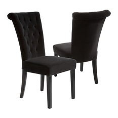 GDFStudio - Paulina Dining Chairs, Set of 2, Black Velvet - Dining Chairs