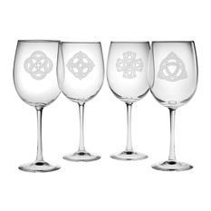 Susquehanna Glass - Celtic Knots All Purpose Wine Glasses, 19 oz., Set of 4 - Wine Glasses