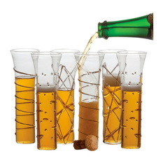 Detailed Champagne Flutes, Set of 6, Gold - Cups And Glassware