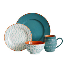 Baum Essex - Tanigers 16-Piece Dinnerware Set, Turquoise - Dinnerware Sets