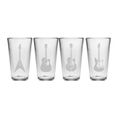 Susquehanna Glass - Guitar Pint Glasses, Set of 4 - Beer Glasses