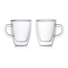 Epare - Eparé 2 oz Double-Wall Espresso Cup With Handle, Set of 4 - Cappuccino And Espresso Cups