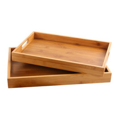 CULINARY EDGE - Two Piece Bamboo Serving Tray Set - Serving Trays