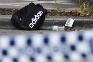 Stabbing scene near Bonnyrigg High School. Photo shows scene outside the Aldi store just by school.