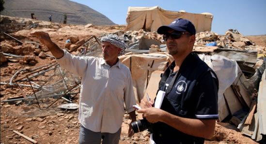 OHCHR monitoring and protection in the village of Khirbet Tana, southeast of Nablus, May 2016. © OHCHR