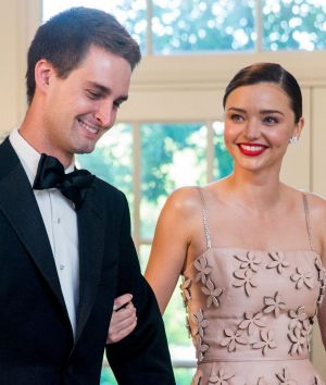 Snapchat CEO Evan Spiegel and Miranda Kerr.