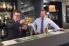 Matthew Groom pulling a beer with Will Hodgman