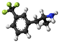 Ball-and-stick model of the norfenfluramine molecule