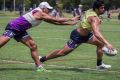  Determined: Melbourne Storm winger Young Tonumaipea (right)  during pre-season training. 