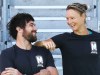 Josh Kennedy and Kim Mickle trade footy advice. Picture: Daniel Wilkins