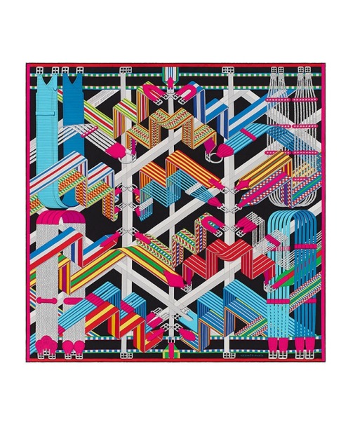 <b>Hermes Sangles en Zigzag scarf</b><br>
Made from 100 per cent silk, Hermes scarves take two years to make. A style ...