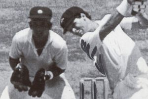 Dean Jones steps out to lift Shivlal Yadav to the fence on the second day of the First test against India played at ...