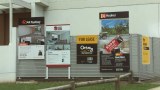 For lease and for sale signs proliferate outside an apartment block in the western Sydney suburb of Westmead