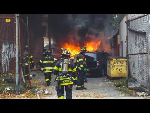 FDNY - First Due Arrival  - Car Fire w/ Extension in Greenpoint, Brooklyn