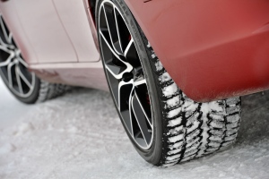 Winter tires on Aston Martin