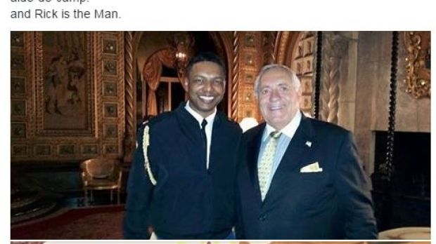 "Rick is the Man", a picture with the man who carries the "football" that would allow Trump to launch a nuclear attack.