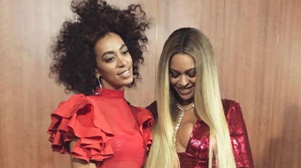 Solange and Beyonce at yesterday's Grammys.