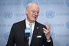 Staffan de Mistura, UN Special Envoy for Syria, briefs journalists