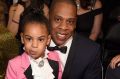 Blue Ivy Carter and Jay Z waiting for Beyonce to perform at the Grammys on February 12 in LA.