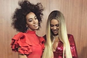 Solange and Beyonce at yesterday's Grammys.