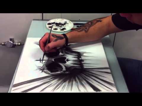 Brent Sims Time-lapse Skull Painting Tattooist