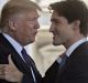 US President Donald Trump greets Canada's Prime Minister Justin Trudeau.