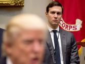 White House Senior Advisor Jared Kushner listens as US President Donald Trump speaks at a meeting with business leaders in the Roosevelt Room at the White House in Washington, DC, on January 23, 2017. 