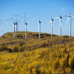 Bear Mountain Wind Park defines the skyline around the city of Dawson Creek.