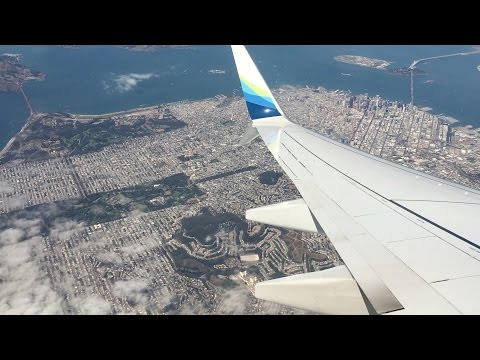 Flying - Landing Into San Francisco International Airport (California, USA) on Alaska Airlines