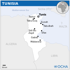 Mapa  Tunísia