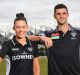 MELBOURNE, AUSTRALIA - FEBRUARY 14: Collingwood captain Scott Pendlebury and Madi Robinson, captain of the Collingwood ...