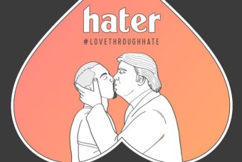 An ad for new dating app Hater.