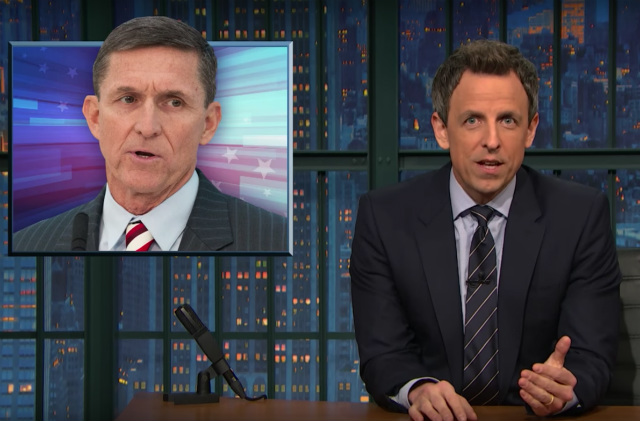 Video: Seth Meyers & Stephen Colbert Roast Stephen Miller & Michael Flynn