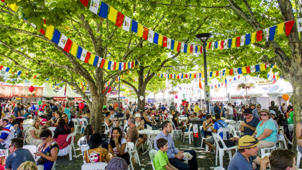 People rest in the shade at the Multicultural Festival