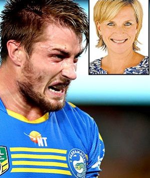 SYDNEY, AUSTRALIA - MAY 23:  Kieran Foran of the Eels grimaces as he watches on during the round 11 NRL match between ...