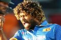 Lasith Malinga of Sri Lanka celebrates taking the wicket of D'Arcy Short at Manuka Oval.