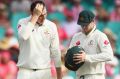 Concussion concern: Matt Renshaw was hit on the helmet while fielding with skipper Steve Smith during the Third Test ...