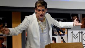Milo Yiannopoulos, pictured on January 25, has gained notoriety for railing against feminists, Muslims and political ...