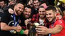 LONDON, ENGLAND - MAY 02:  Toulon players Matt Giteau (l) and Drew Mitchell (r) pose for a selfie with fans after the  European Rugby Champions Cup Final between ASM Clermont Auvergne and RC Toulon at Twickenham Stadium on May 2, 2015 in London, England.  (Photo by Stu Forster/Getty Images)