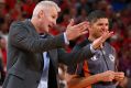 PERTH, AUSTRALIA - FEBRUARY 10: Andrew Gaze, coach of the Kings, talks with a referee during the round 19 NBL match ...