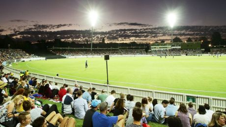 Manuka Oval was about half full for the PM'sXI fixture on Wednesday night.