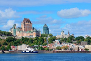 Quebec City skyline over the river.