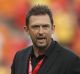 SYDNEY, AUSTRALIA - FEBRUARY 12: Wanderers coach Tony Popovic makes his point to referee Kris Griffith-Jones as they ...