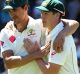 Bright start: Mitchell Starc embraces Matt Renshaw after Australia won the third Test against Pakistan in January.