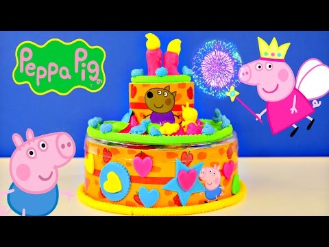 Peppa Pig Play Doh Birthday Cake Dough Happy B-Day Muddy Puddles Toys Pastel de Cumpleaños