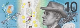 Detail of the new $10 note, starring Banjo Paterson.