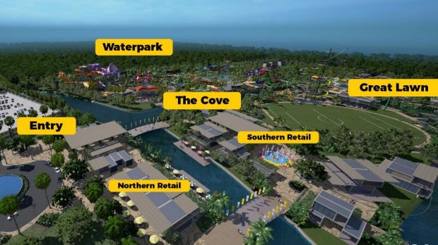 The first stage includes the water park, the sports field ? described as "The Great Lawn" ? plus kayaking, bungy ...