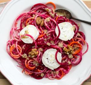Irena Macri's raw beetroot and carrot salad with goat's cheese.