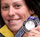 Jade Edmistone poses with her silver medal after the 100m breaststroke final at the FINA Swimming World Championships in ...