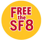 Free the San Francisco 8 button
